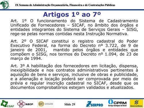 Oficina 36 - SICAF - Esaf