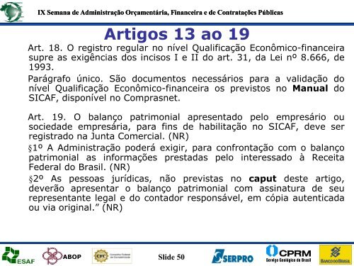 Oficina 36 - SICAF - Esaf