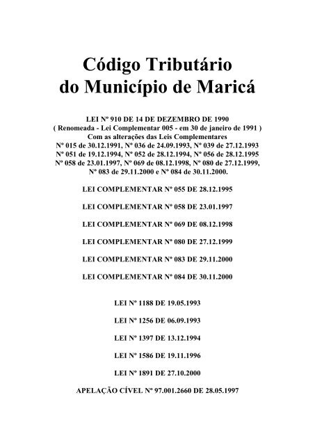 Código Tributário Municipal - Prefeitura de Maricá