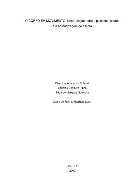 O CORPO EM MOVIMENTO: Uma relação entre a ... - Unisalesiano