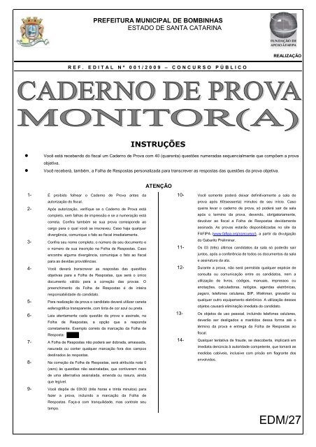 ED27 MONITOR falta especifica - Fundação de Apoio a FAFIPA