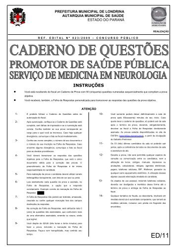 Caderno de questões - PSP Serviço de medicina em neurologia