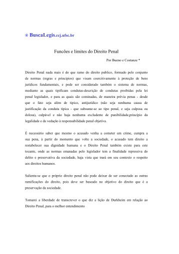Funcões e limites do Direito Penal - BuscaLegis