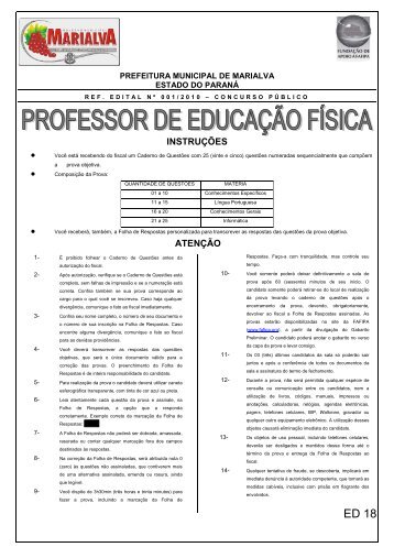 Caderno de Questões Professor Educação Física - Fundação de ...