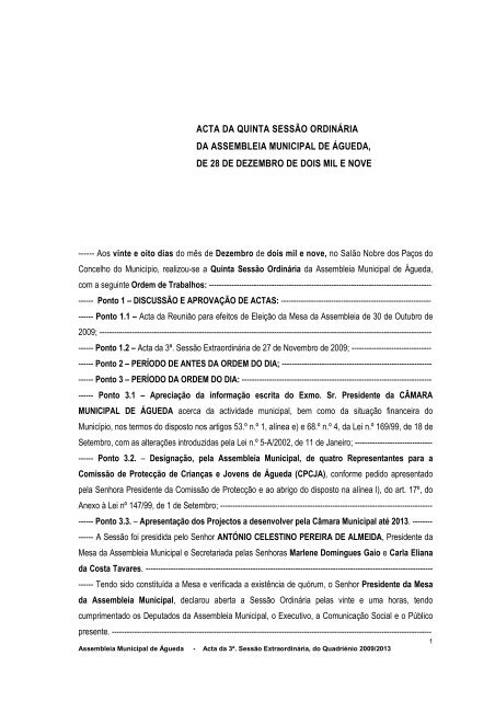 Acta 5.ª Sessão Ordinária - Câmara Municipal de Águeda