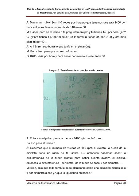 Uso de la Transferencia del Conocimiento Matemático en ... - Ifodes