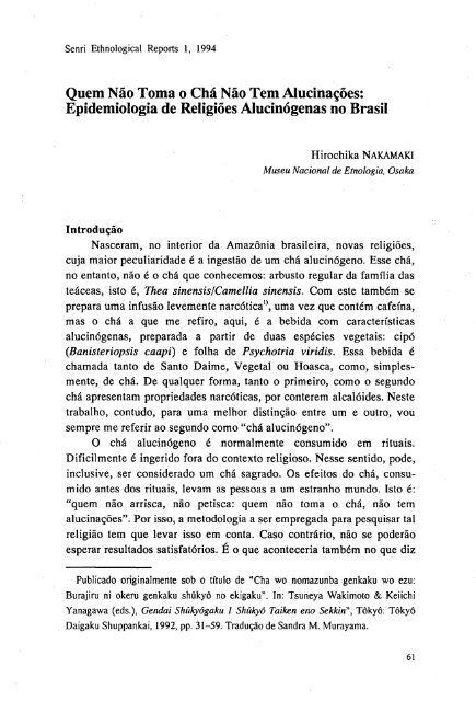 Quem Não Toma o Chá Não Tem Alucinações: Epidemiologia de ...