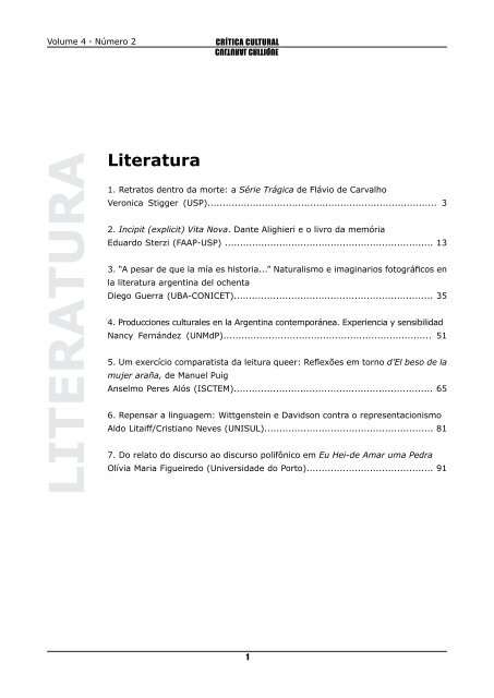 literatura - Programa de Pós-Graduação em Ciências da Linguagem