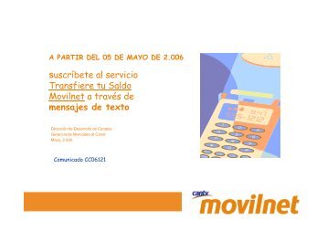 Suscríbete al servicio Transfiere tu Saldo Movilnet a través ... - Cantv