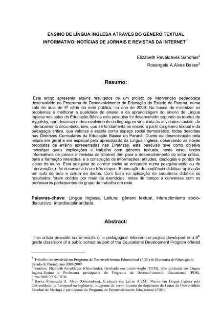 artigo beth final after Ro[2] - Secretaria de Estado da Educação do ...