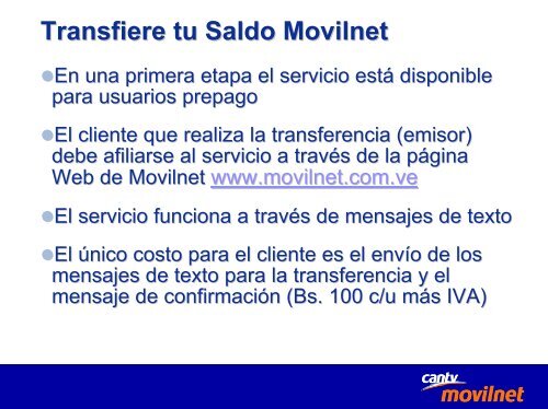 Transfiere tu Saldo Movilnet - Cantv