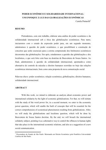 PODER ECONÔMICO E SOLIDARIEDADE INTERNACIONAL - CEDIN