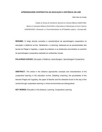 APRENDIZAGEM COOPERATIVA NA EDUCAÇÃO A DISTÂNCIA ...