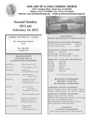 Second Sunday Of Lent - Our Lady of Lavang Parish