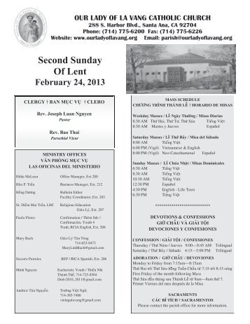 Second Sunday Of Lent - Our Lady of Lavang Parish