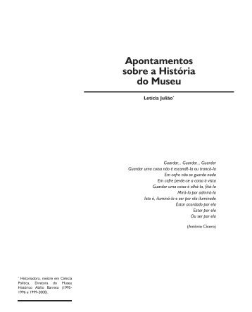 Apontamentos sobre a História do Museu - Instituto Brasileiro de ...