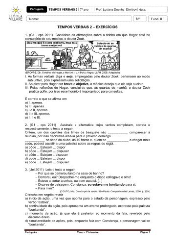 EXERCÍCIOS TEMPOS VERBAIS 2 7 ano.pdf - Webnode