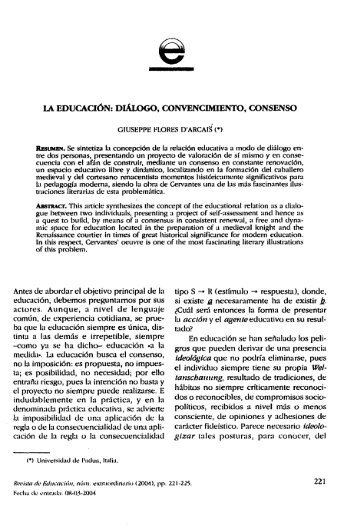 LA EDUCACIÓN: DIALOGO, CONVENCIMIENTO, CONSENSO