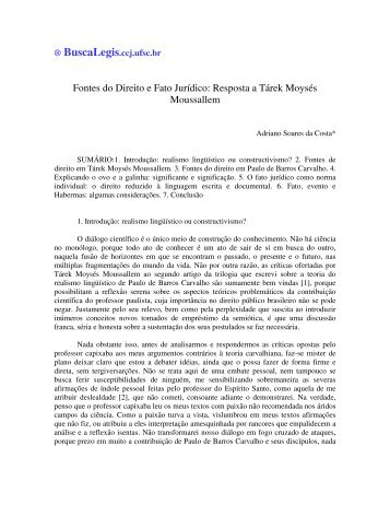 Fontes do Direito e Fato Jurídico: Resposta a Tárek ... - BuscaLegis