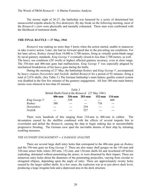 The Wreck of DKM Bismarck − A Marine Forensics Analysis 1 The ...