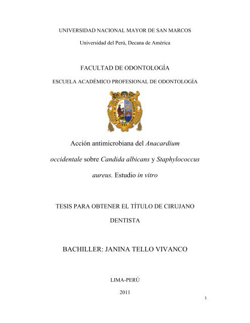 Accion Antimicrobiana Del Anacardium Occidentale Sobre Candida Accion Antimicrobiana Del Anacardium Occidentale Sobre Candida