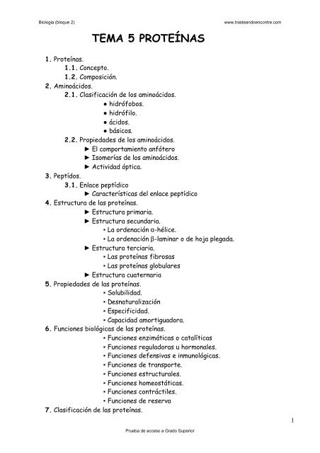 TEMA 5 PROTEÍNAS