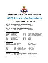 2009 IFSHA Horse of the Year Program Results - Friesian Horse ...