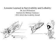 Lessons Learned in Survivability and Lethality - AIAA Info
