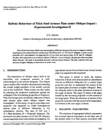 Ballistic Behaviour of Thick Steel Armour Plate under Oblique Impact ...