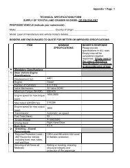 Appendix 1 Page 1 TECHNICAL SPECIFICATIONS FORM SUPPLY ...