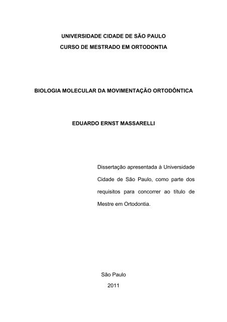 Biologia Molecular da Movimentação Ortodôntica - Unicid