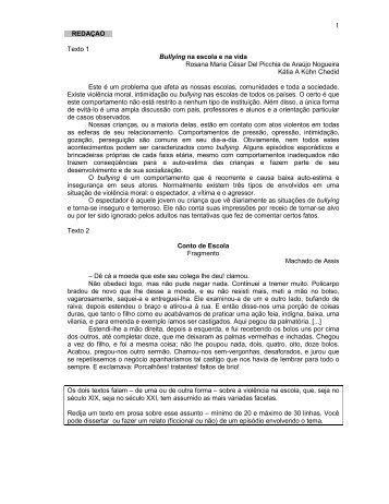 REDAÇÃO Texto 1 Bullying na escola e na vida Rosana ... - IFPA