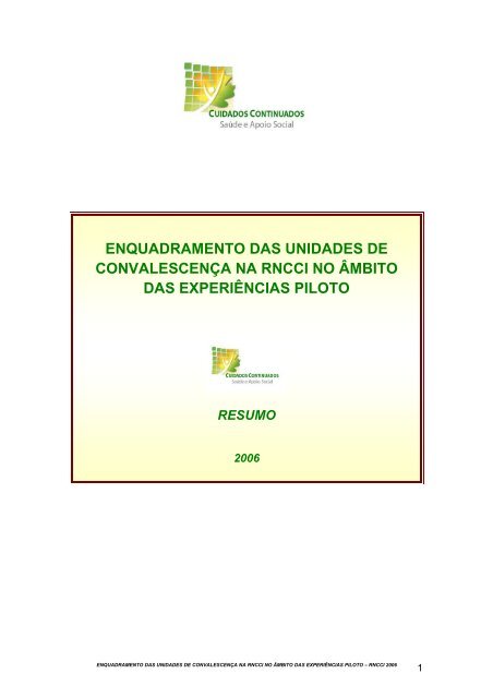 enquadramento das unidades de convalescença na rncci no âmbito ...