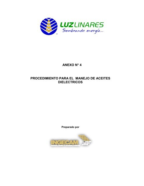 anexo n° 4 procedimiento para el manejo de aceites dielectricos