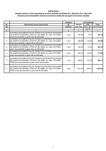 CATALOGUL tarifelor pentru lucrări executate şi servicii prestate de ...