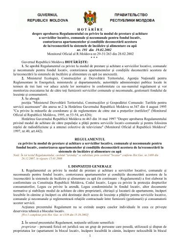 1. Hotărîre Nr.191 din 19.02.2002 despre - Chişinău-gaz