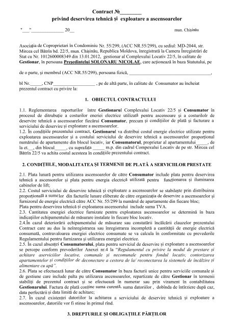 Contract privind serviciul de deservire tehnica si ... - Casa Noastra