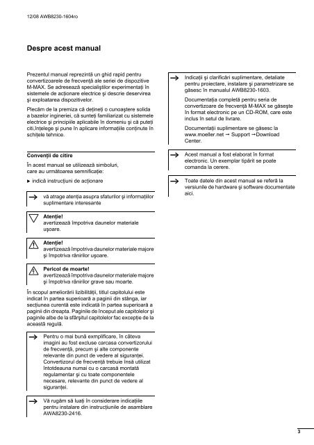 Manual convertizoare frecventa - Moeller Electric