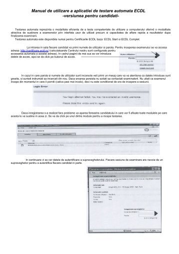 Manual de utilizare a aplicatiei de testare pt candidati - Portal FEAA