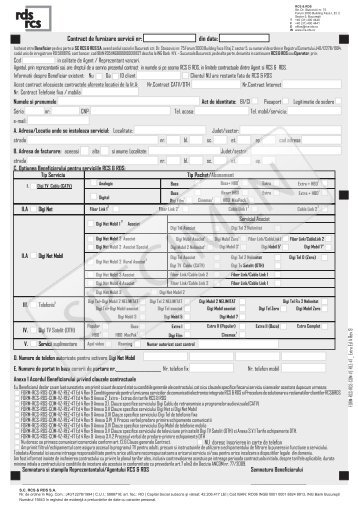 Contract de furnizare servicii nr: din data: - Rcs-Rds