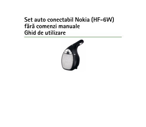 Nokia HF-6W Wireless Plug-In Car Handsfree User Guide