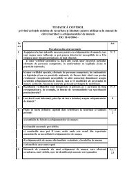 Tematica de control privind cerinţele minime de SSM