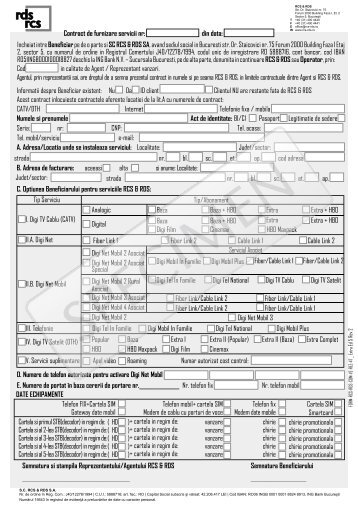 Semnatura si stampila Reprezentantului/Agentului RCS & RDS ...