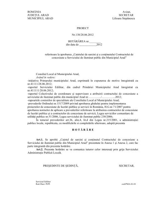 PH caiet sarcini - continut contract concesiune iluminat public ...