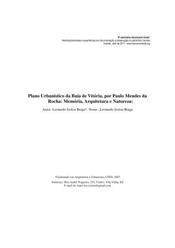 Plano Urbanístico da Baía de Vitória, por Paulo Mendes da Rocha ...