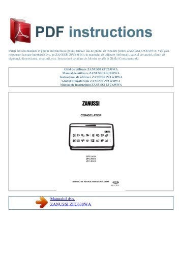 Ghid de utilizare ZANUSSI ZFC638WA - PDF INSTRUCTIONS ...