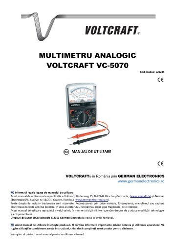 multimetru analogic voltcraft vc-5070 - German Electronics