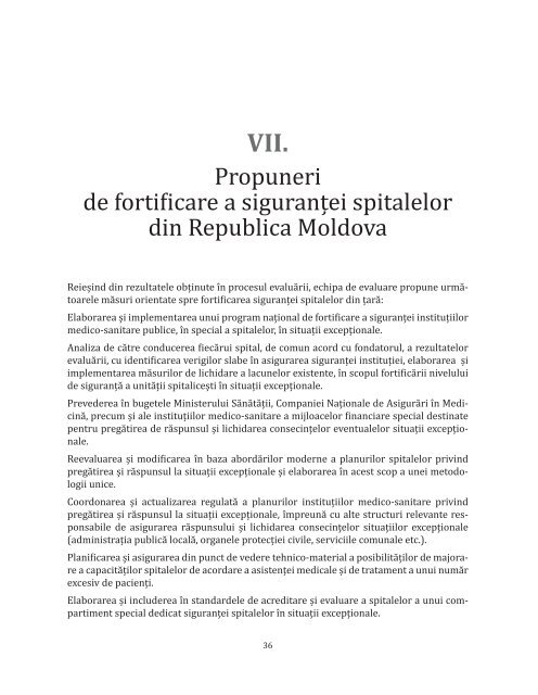 Raport sumar Evaluarea siguranţei spitalelor în Republica Moldova