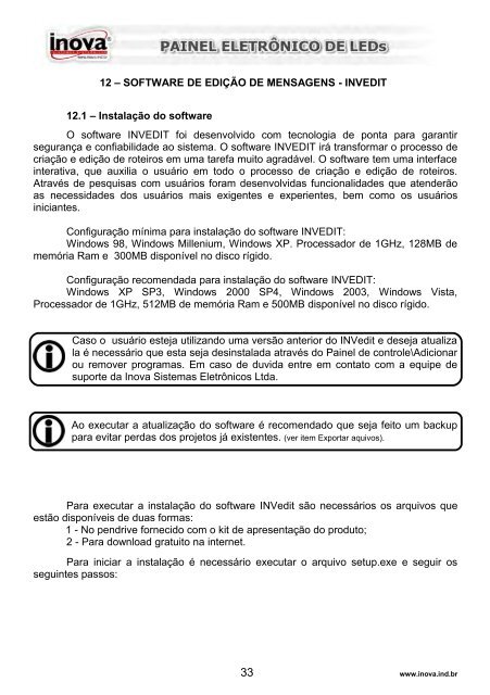 Manual Itinerário Eletrônico Inova - Inova Sistemas Eletrônicos