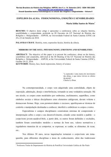 espelhos da alma: fisiognomonia, emoções e sensibilidades